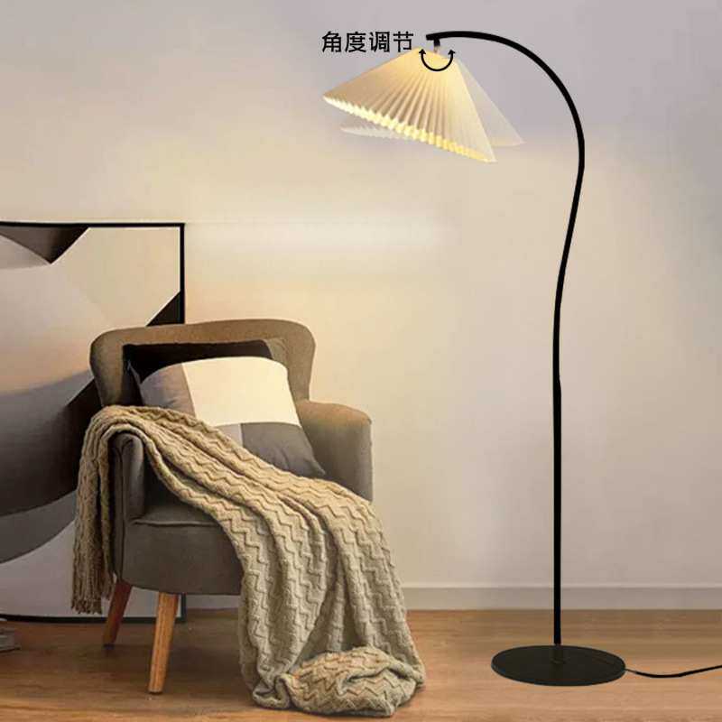 百褶立式落地灯客厅ins风高颜值家居卧室灯护眼极简日系台灯复古