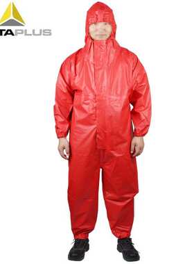 代尔塔401020红色 液密中型防化服420克重耐酸碱防渗透防火阻燃