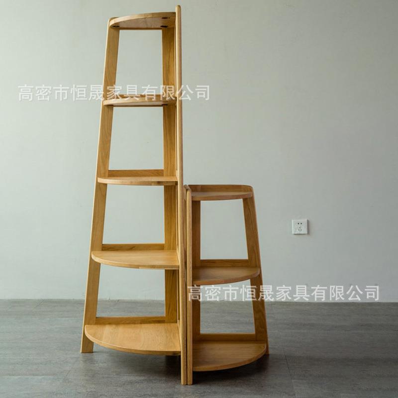 实木客厅简约北欧墙角陈列书架落地收纳置物架转角收纳置物架
