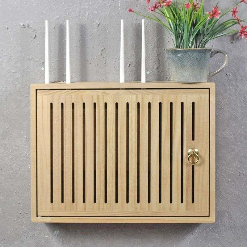 多媒体路由器遮挡实木光猫收纳盒壁挂式置物架装饰集线弱电箱新款