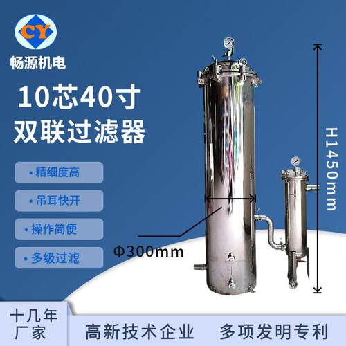 双联过滤器不锈钢串联二级过滤器芯式袋式过滤器浴场浴室