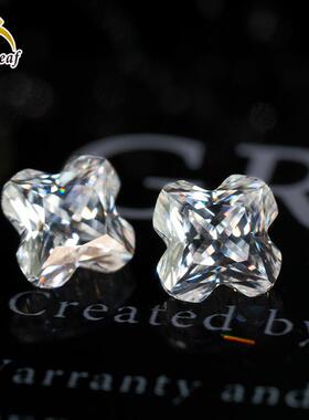 现货梅花白色D色莫桑石石裸石人造宝石VVS净度戒面饰品主石