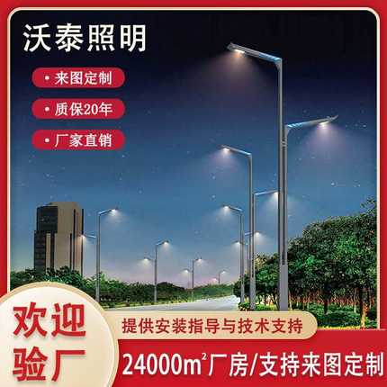 厂家直销10米led路灯双头双臂路灯户外防水高低臂路灯市电路灯