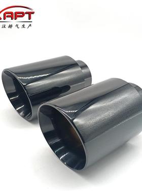 新款不锈钢焊边直边尾喉改装排气管专用尾嘴高端电镀深黑89102mm