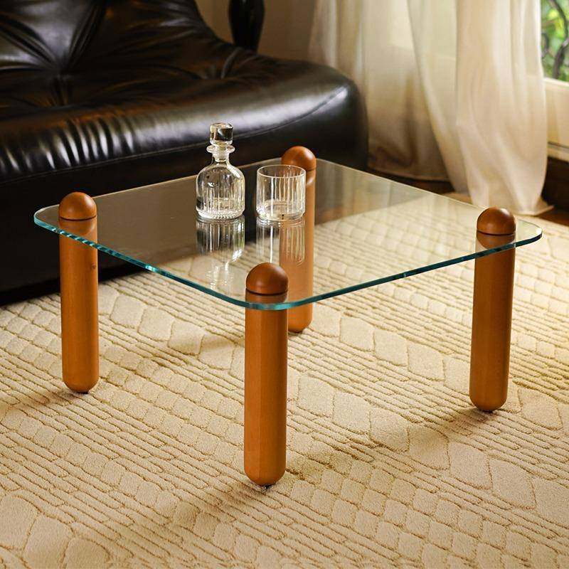新中式实木小茶几客厅家用轻奢玻璃茶桌子小户型阳台卧室小方几