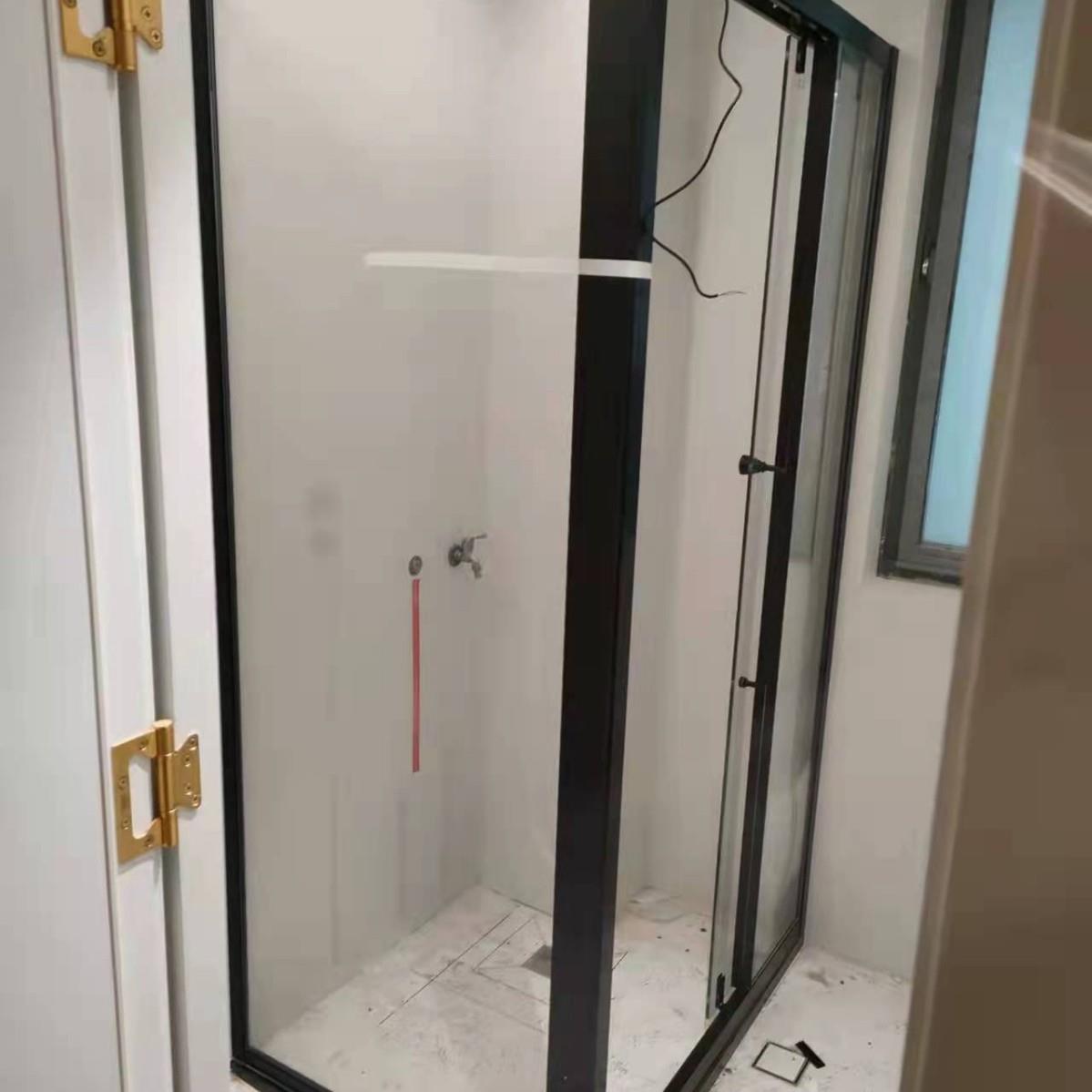 极窄T字型隔断玻璃门推拉移门淋浴房沐浴卫生间一门两用干湿分离