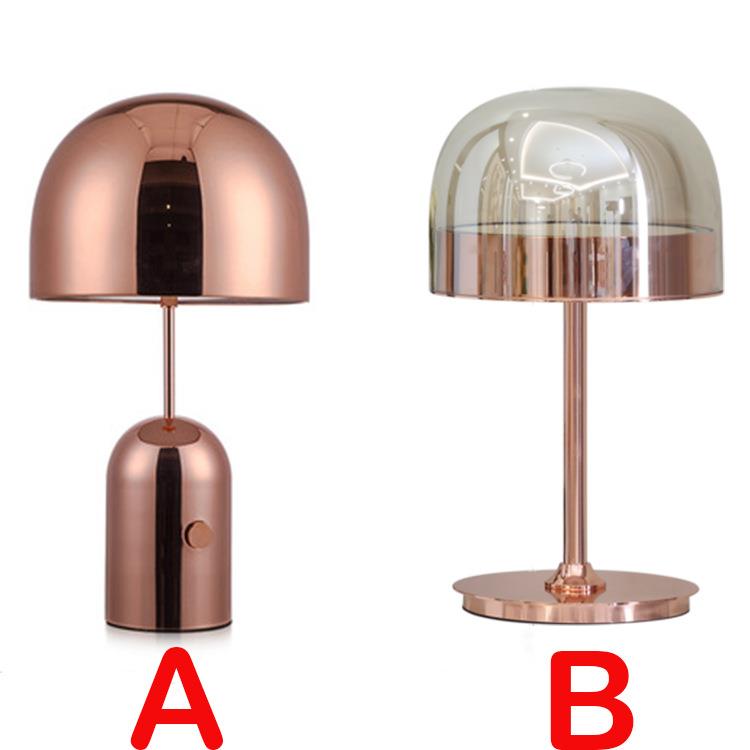 后现代简约卧室书房玫瑰金蘑菇台灯北欧样板房别墅床头玻璃台灯