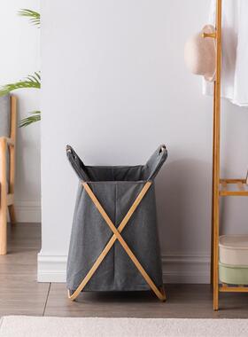 楠竹家居脏衣篮卫生间储物收纳筐灰色布艺浴室洗衣房置物篮脏衣篓