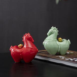 招财唐马陶瓷摆件马上有宝家居客厅装饰生肖马书房