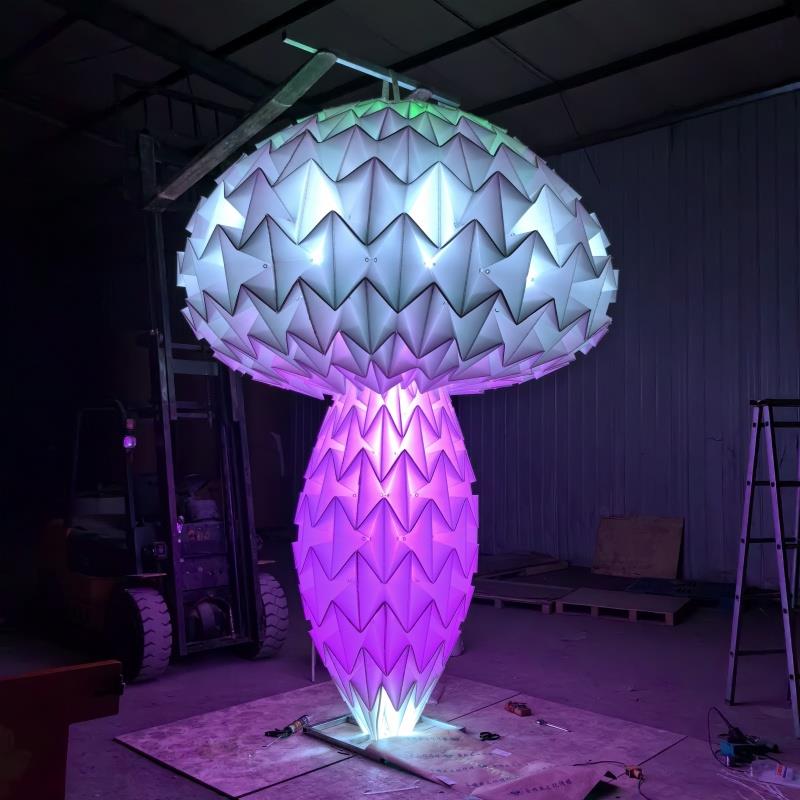 艺术摆件大型网红蘑菇装置机械美陈树发光七彩LED升降树道具互动