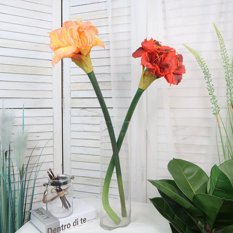 仿真花大枝手感朱顶红君子兰客厅落地花卉装饰品摆件婚庆花艺假花