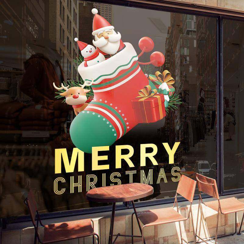 圣诞雪人袜子贴画元旦节日玻璃门橱窗装饰商场店铺布置静电墙贴纸,鲜花速递/花卉仿真/绿植园艺,其它园艺用品,淘宝优惠券,粉丝福利购,淘宝优惠卷