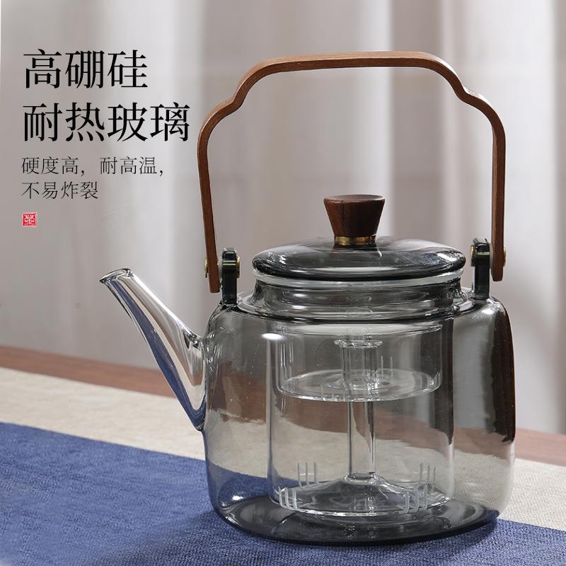 透明玻璃茶壶耐高温提梁壶家用烧水壶煮茶壶蒸煮一体式茶壶带茶滤