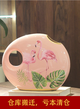 简约现代陶瓷花j瓶客厅书房样板房装饰创意家居花器工艺品插花摆