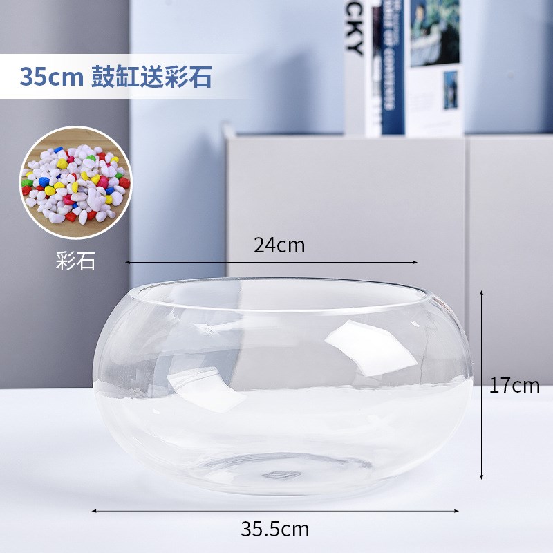 办公室小鱼缸加厚k透明玻璃乌龟缸客厅家用桌面圆形迷你小型金鱼