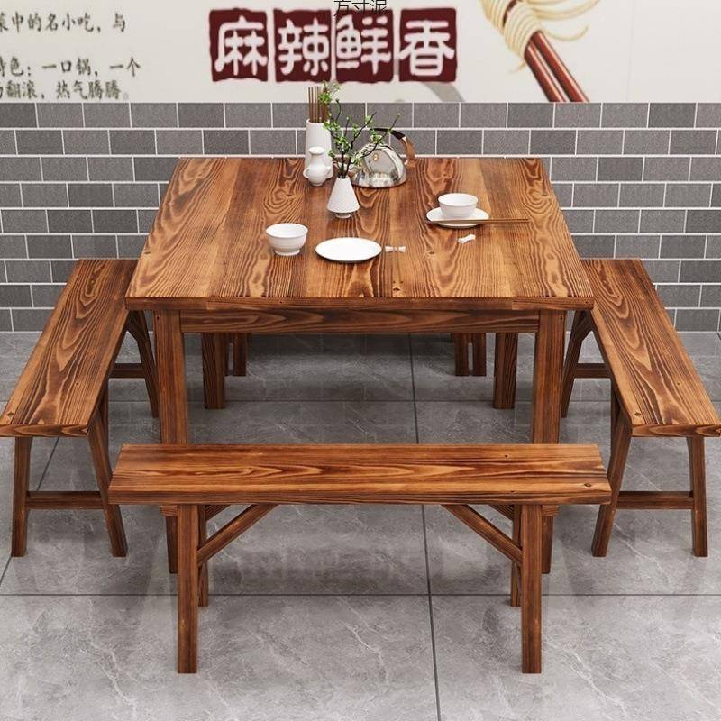 实木四方桌餐桌农村八仙桌家用桌子饭店正方桌加厚小吃店组合