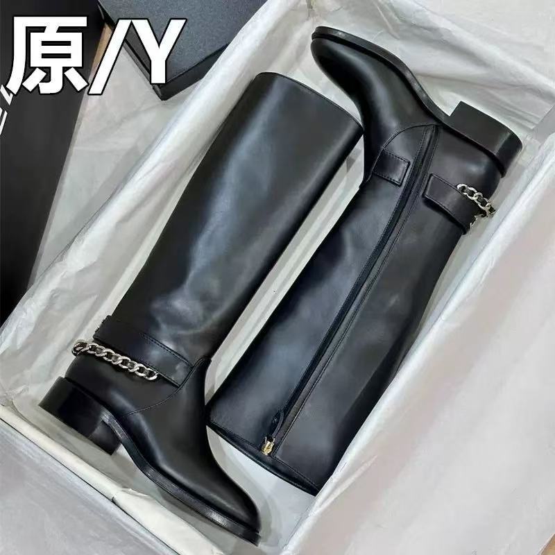 无注册商标牛皮版高筒骑士靴