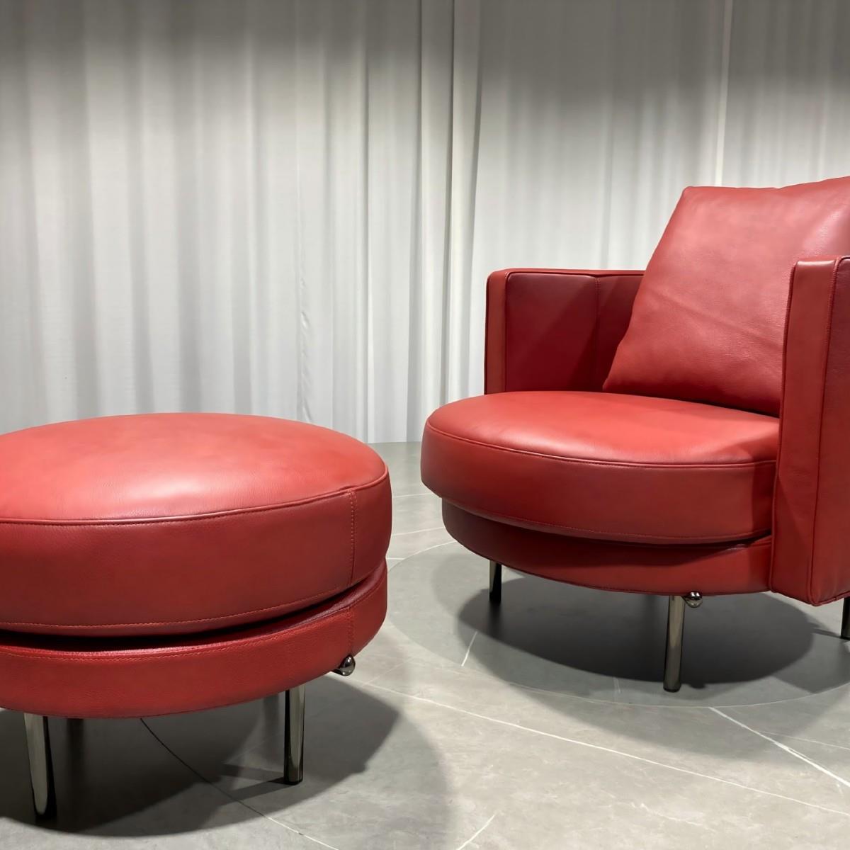 简约单人沙发椅极简沙发单椅客厅懒人设计师极简带脚踏休闲沙发椅