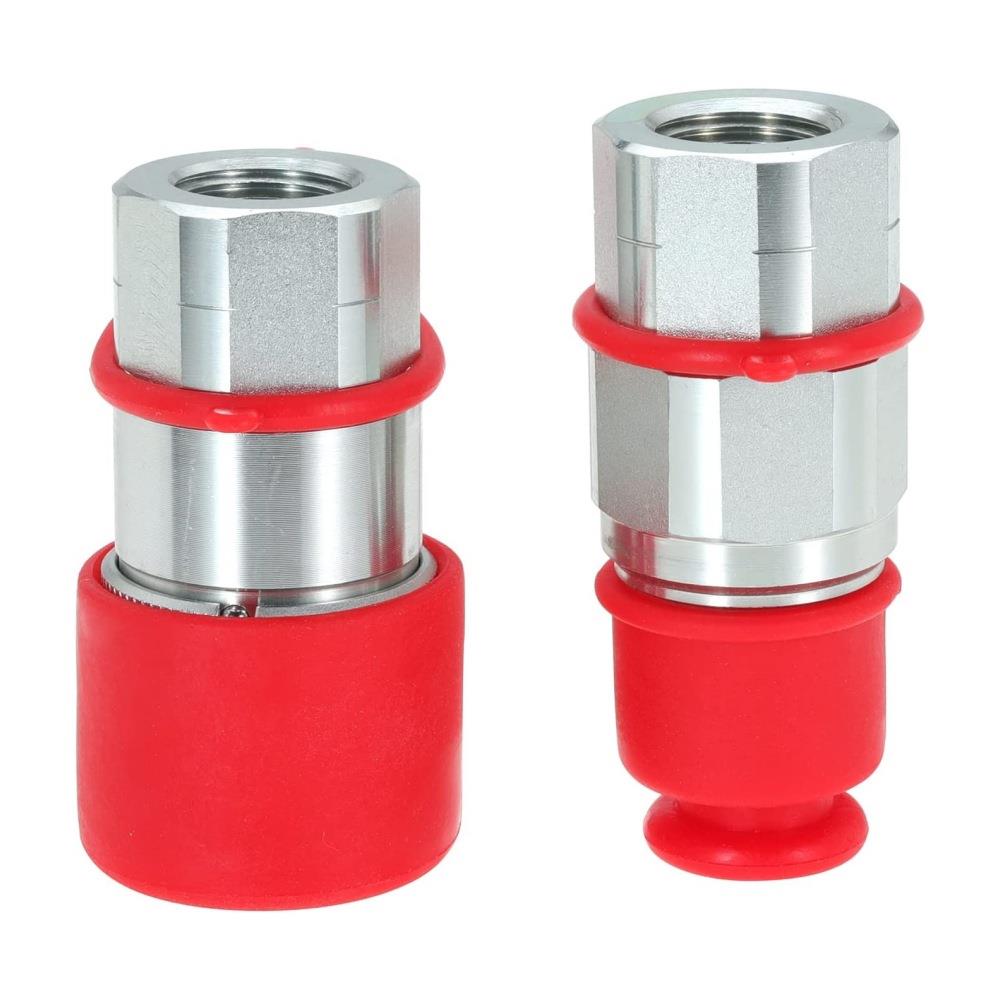 山猫快速接头平面式快速耦合器白锌带红色防尘帽1/2高压液压FF-04