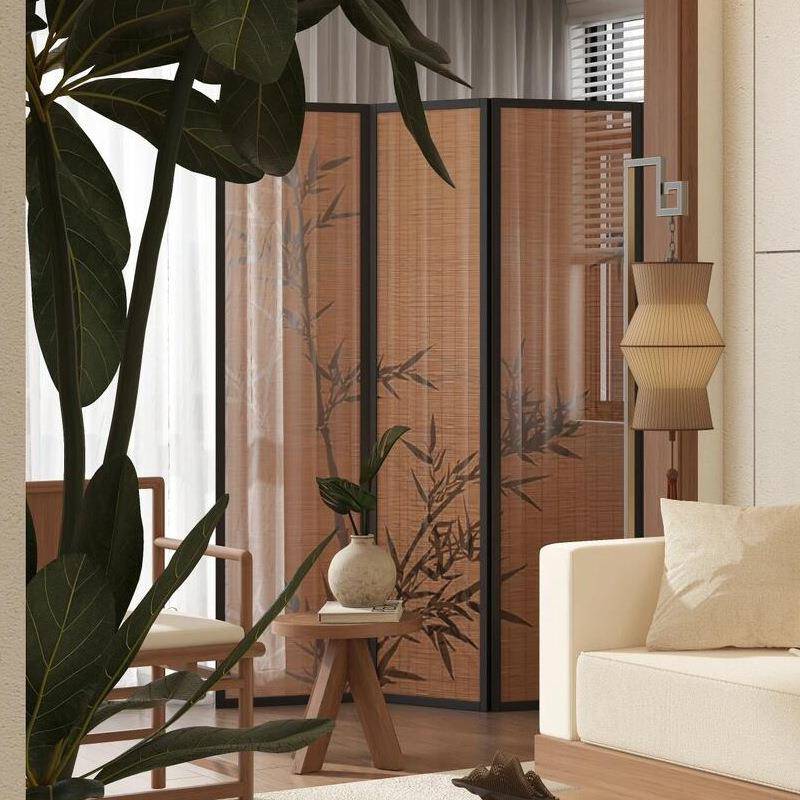 宋式美学古典新中式折叠画纱屏风隔断客餐厅卧室玄关茶室竹子折屏