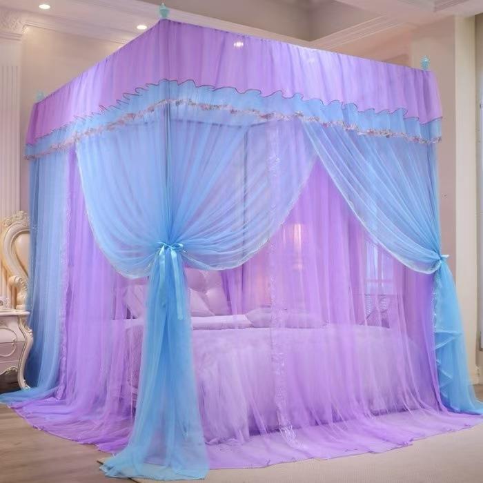 新款公主风落地蚊帐三开门加密蚊帐床幔单双人儿童防蚊帐纱帐