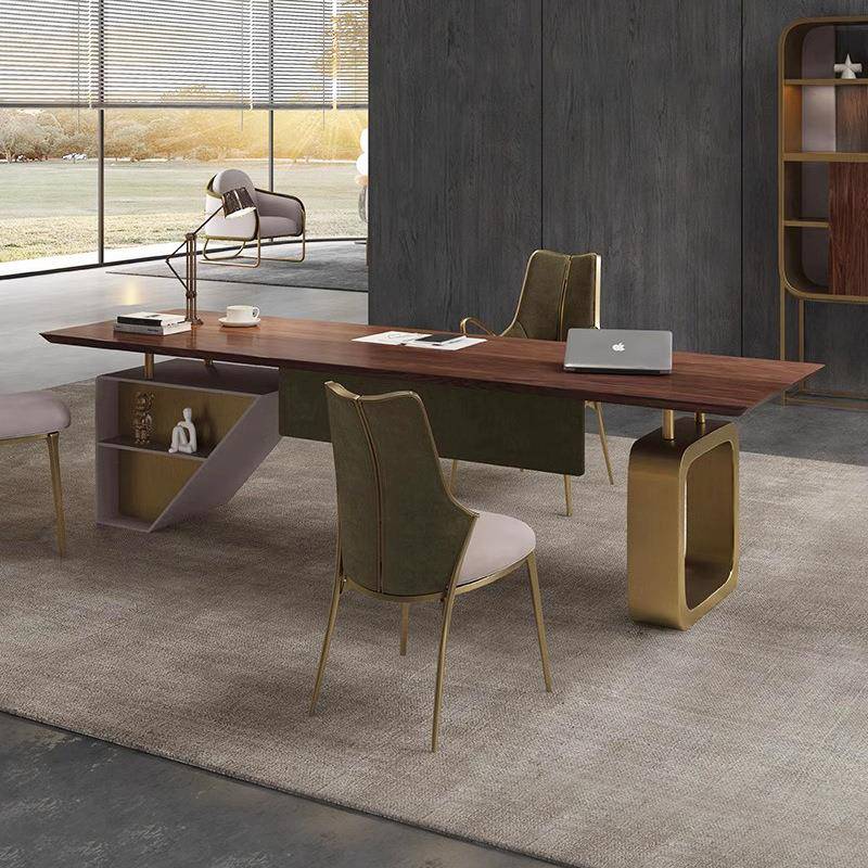 意式极简实木书桌家用书台设计师款北美黑胡桃木办公桌书房老板桌