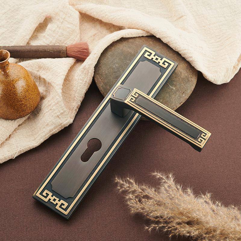 直购新中式全铜金色室内门青古铜通用型静音家用实木门房门