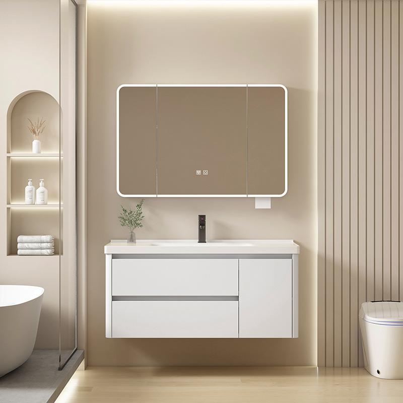 美妆弧形太空铝浴室镜柜单独卫生间挂墙式智能镜子带灯收纳一体箱