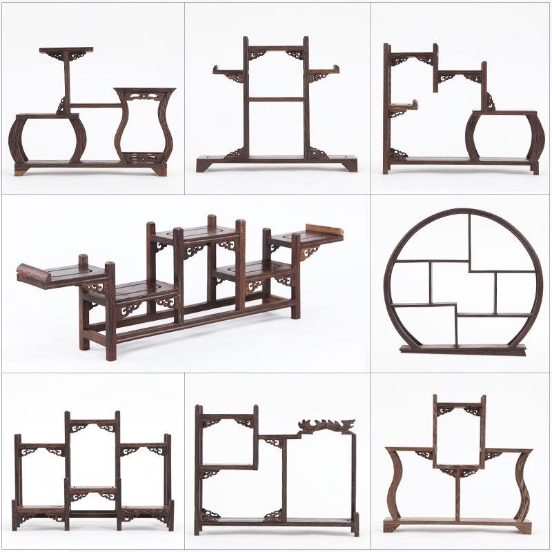 鸡翅木小型博古架摆件实木中式茶杯茶具架子置物架紫砂茶壶展示架