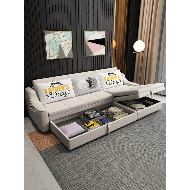 小户型多功能沙发床两用客厅简约现代北欧储物折叠转角布艺沙发家
