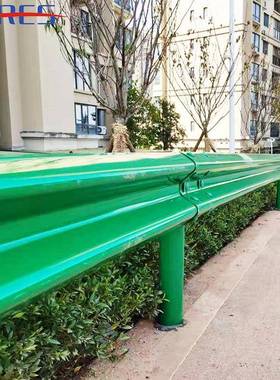 波形护栏陕西高速公路安全绿色梁钢栏板喷塑乡村道路W型双波护栏