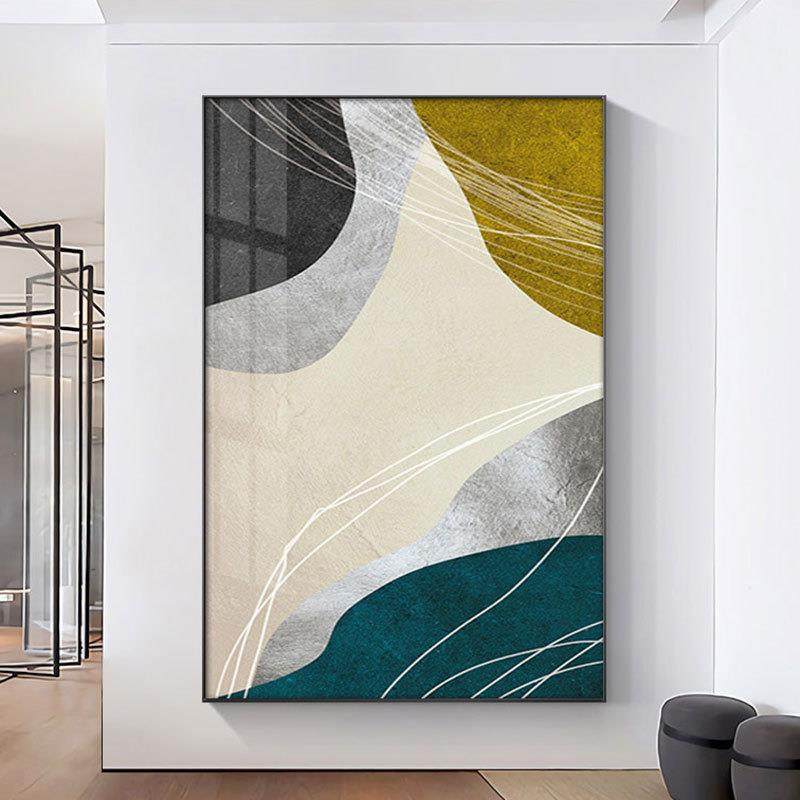 现代抽象入户玄关装饰画简约过道走廊几何挂画轻奢客厅样板间壁画