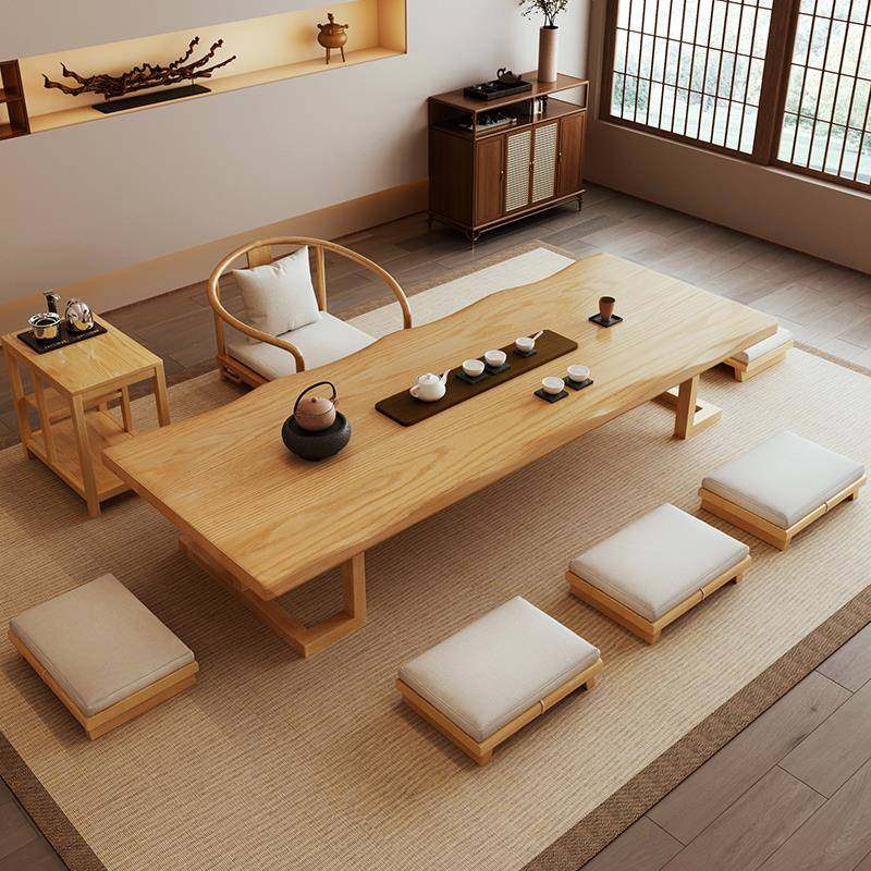 榻榻米实木茶桌椅组合简约茶几炕几日式功夫泡茶台长条桌阳台矮桌