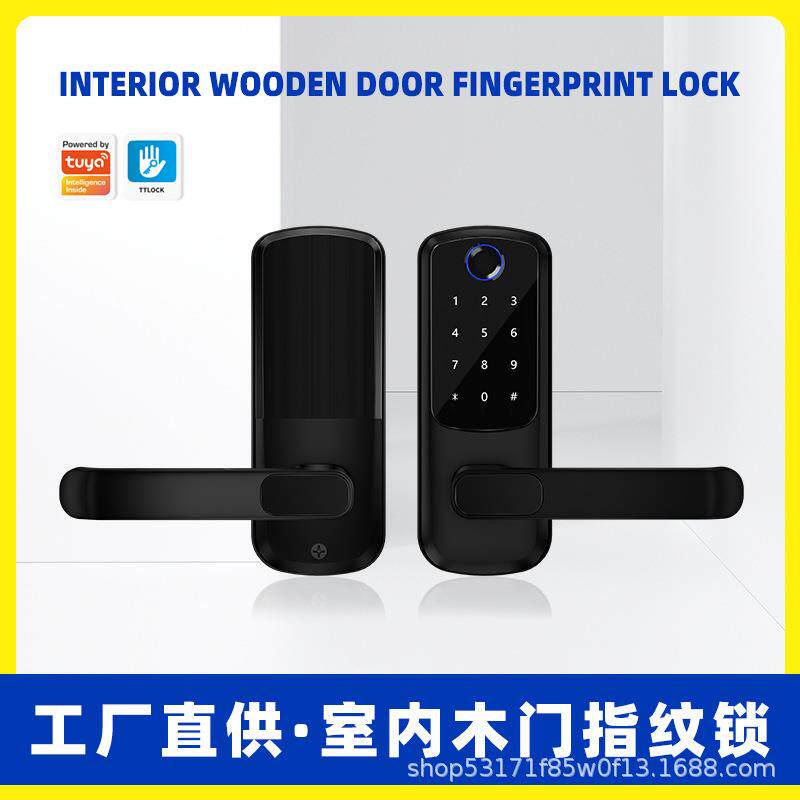 外贸单舌指纹锁木门密码锁卧室门家用电子锁办公室公寓智能锁