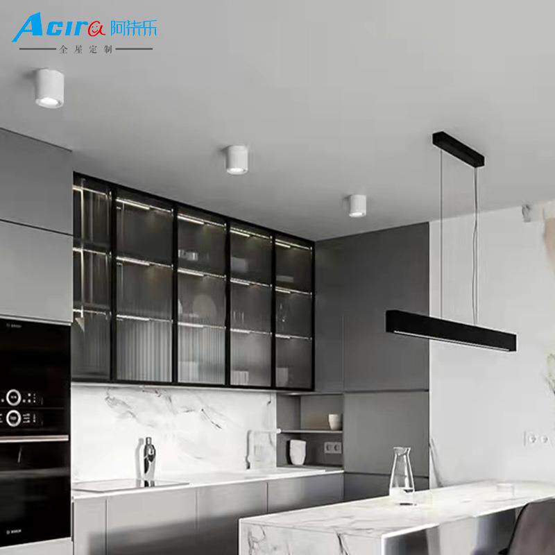 极简全铝橱柜门铝框钢化玻璃门全铝家具玻璃门工厂生产铝框门