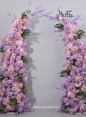 广千丰新款粉紫色牛角羊角架花艺婚礼舞台装饰橱窗展示仿真花假花