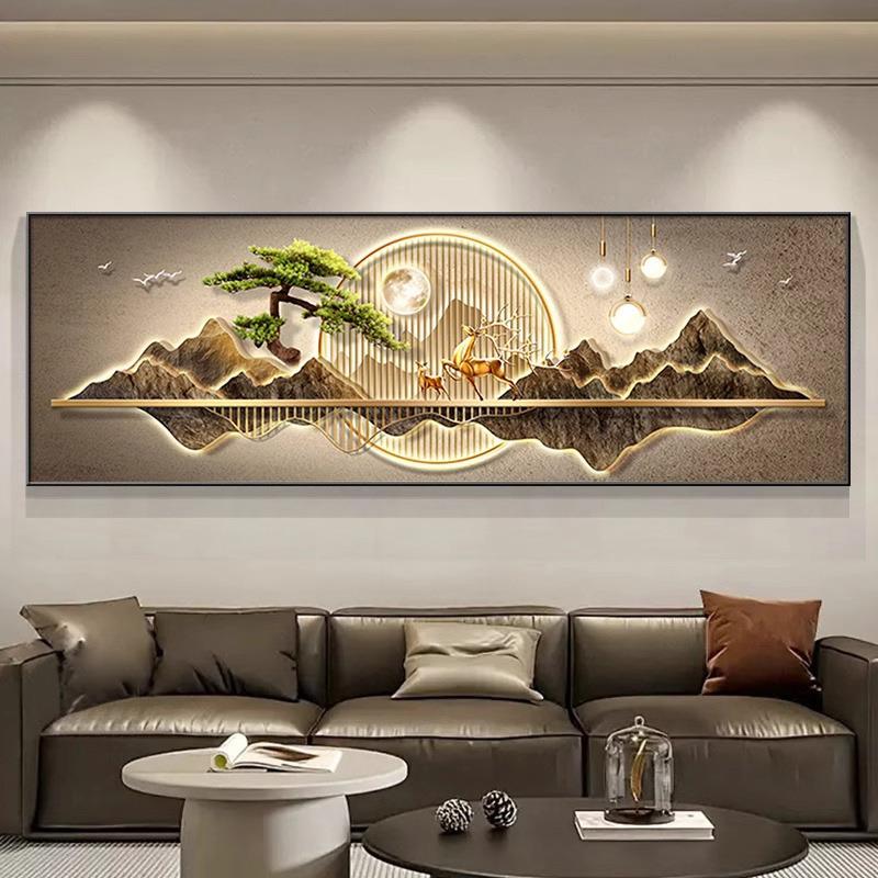 【折扣价】背有靠山现代轻奢客厅沙发装饰画新中式山水挂画茶室办