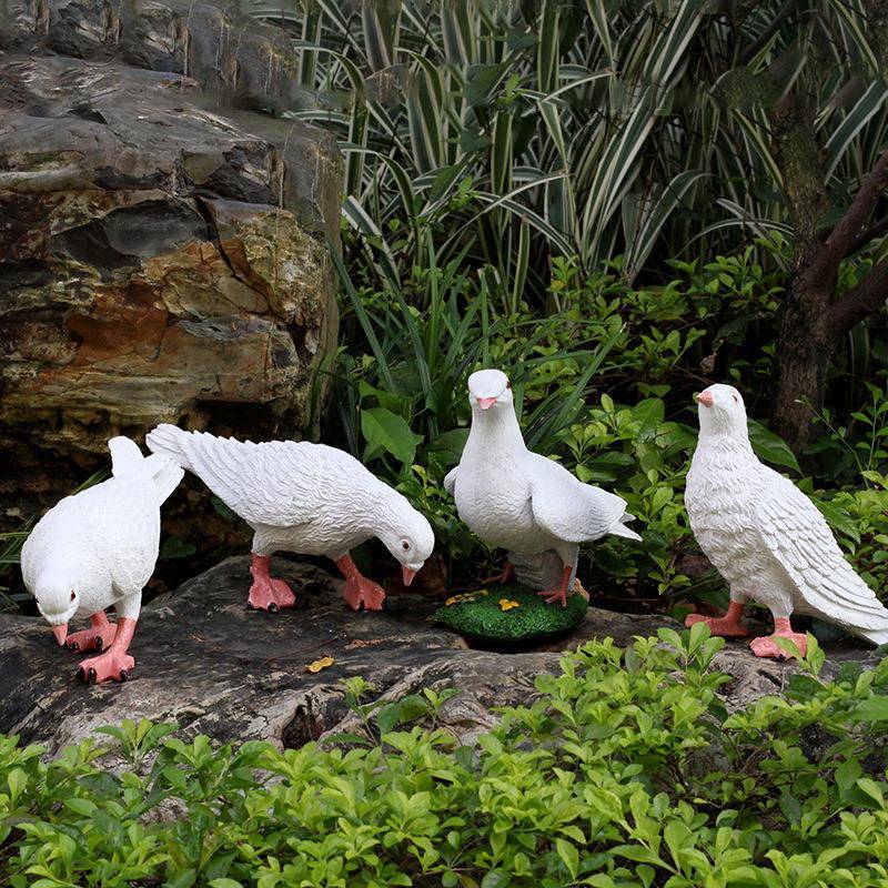【折扣价】仿真假鸽子园林景观装品饰摆件白色树脂模型别墅花园庭