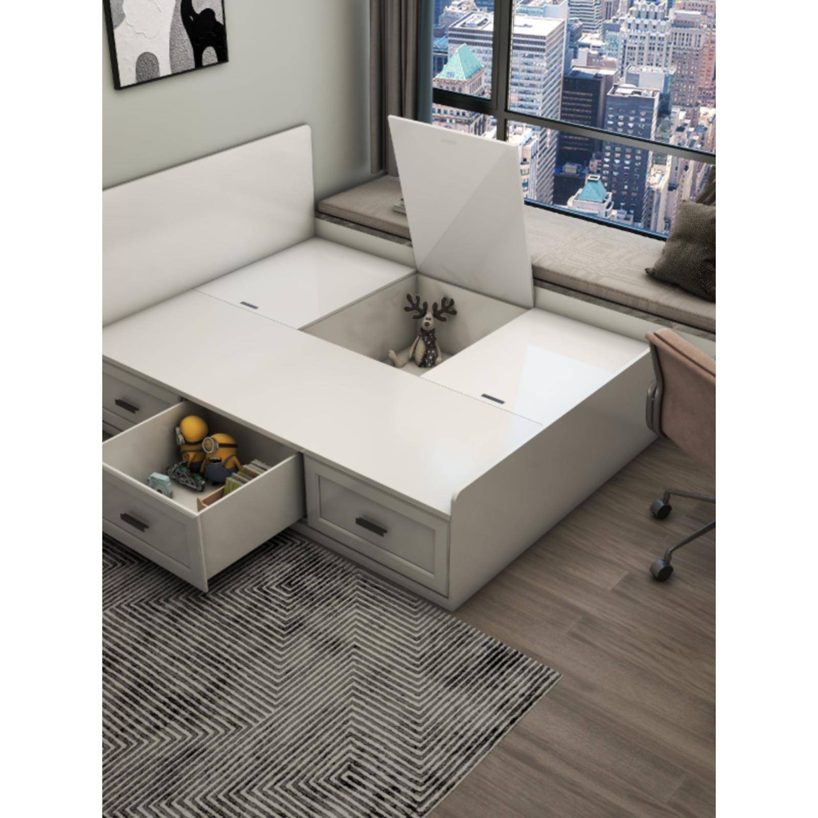 【折扣价】户型小户型实木1抽屉单人小户2床收纳床高空间储简约榻