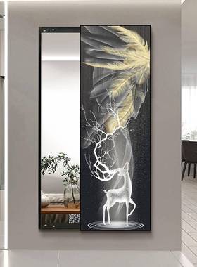 【折扣价】福鹿生财推拉镜暗藏式挂墙玄关高端壁画全身隐藏式镜子