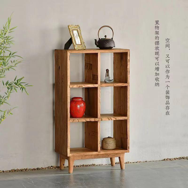 老榆木餐边柜家用客厅博古架多层收纳柜中式实木边柜原木角柜