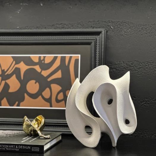 现代艺术白色律动几何波浪漫摆件软装饰品样板间客厅茶几书房摆设