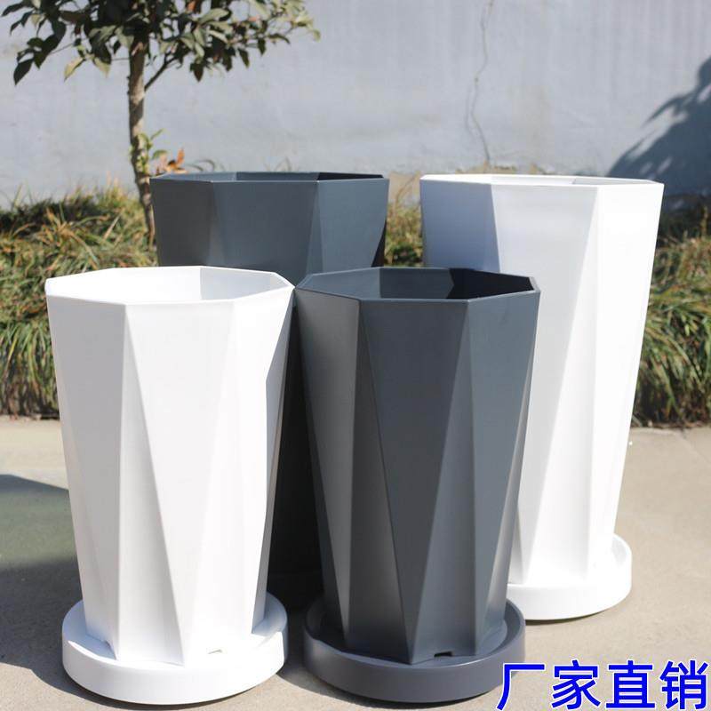 新款加厚高档树脂大花盆厂家直销塑料仿陶瓷公司商场大口径特大号