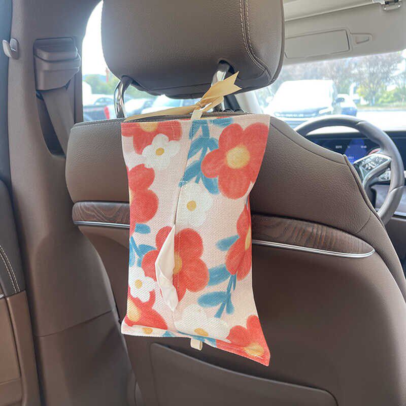 车载纸巾盒车内抽纸盒车用纸抽盒C挂式治愈系汽车扶手箱车上纸巾