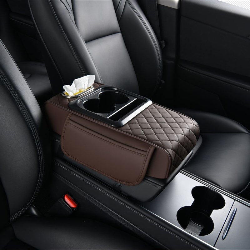 四合一汽车扶手箱垫纳帕皮双水M杯架车载收纳盒MH