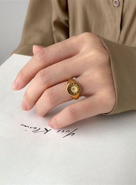 太阳之神!洗手洗j澡不用摘力量感金币圆牌戒指圆币气质大方欧美感