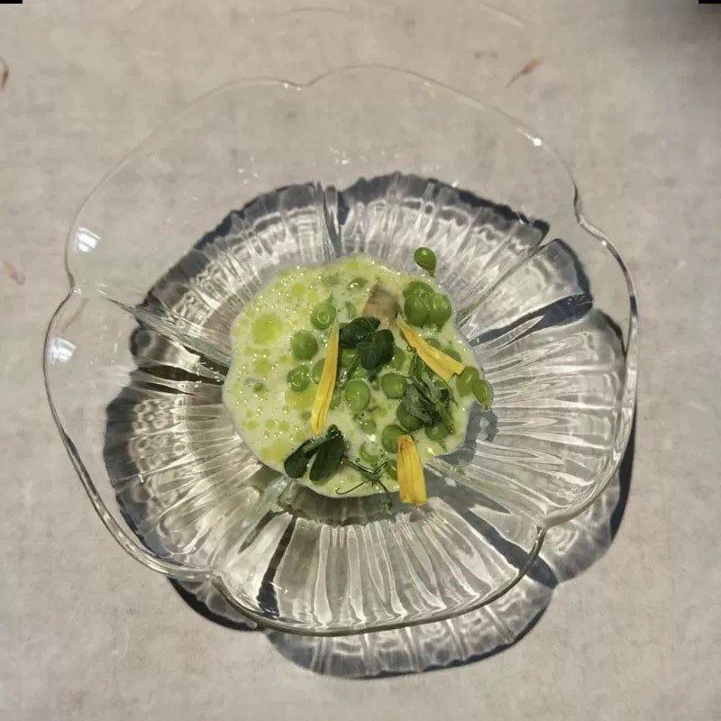 日式玻璃莲花碗高硼硅透明花瓣燕窝泡茶碗甜N品碗分子料理位上餐