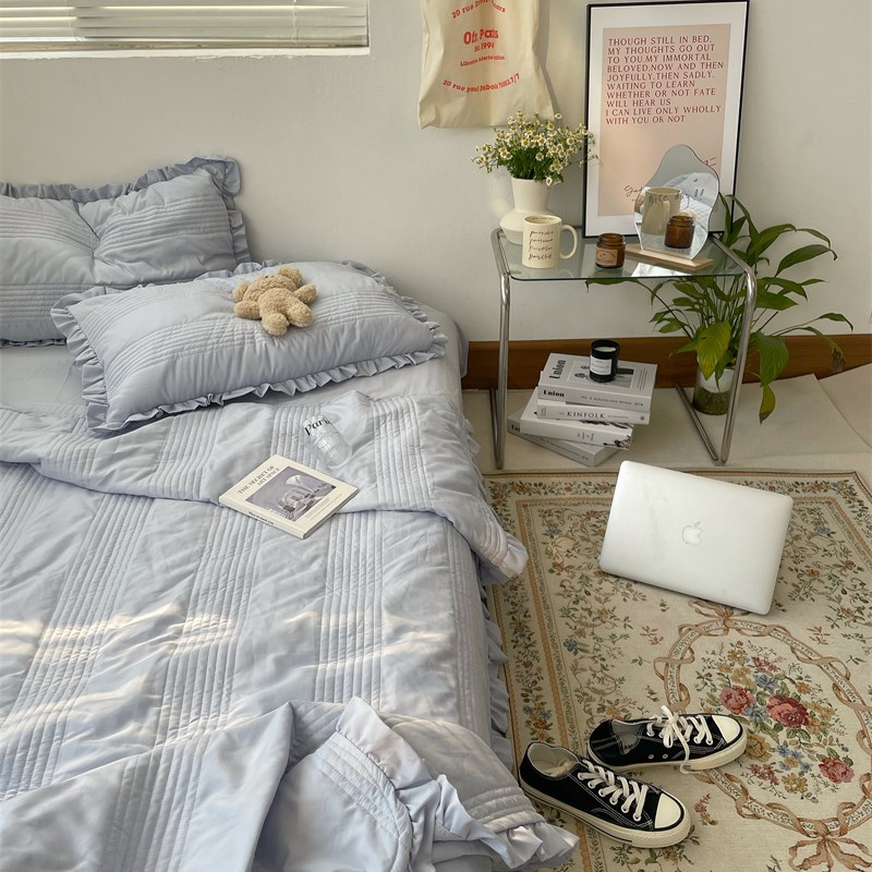 梨梦 如果你也喜欢蓝色 夏凉被四件套夏被空调被S夏季少女心薄被