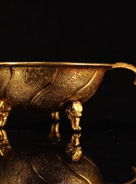 足珍藏金古玩打造鎏 个三一收藏酒碗酒杯纯铜老纯手工