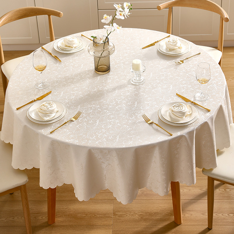 PU圆桌桌布免洗防油防水防烫轻奢高级感圆形餐桌布U艺转盘家用酒